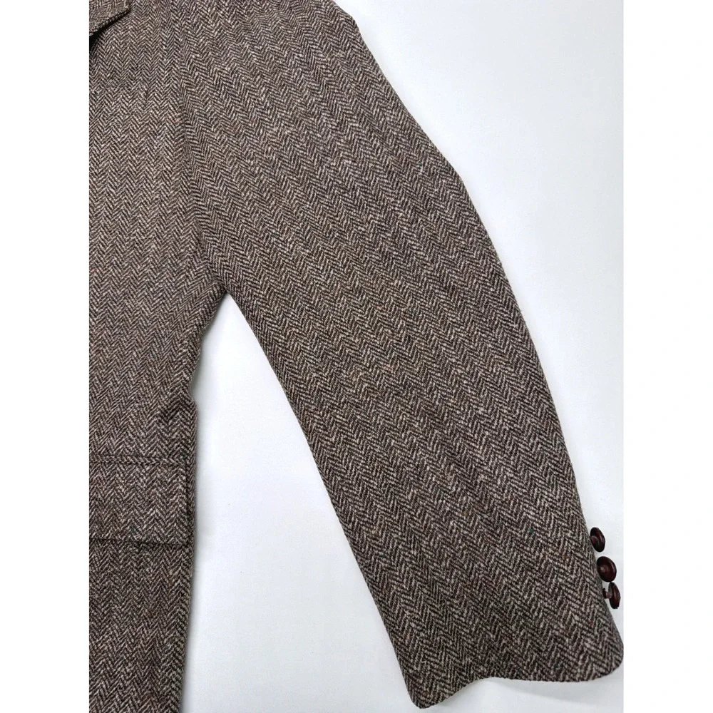 Emilio Pucci Firenze Brown Herringbone Tweed Wool Blazer Sport Coat Mens Vintage